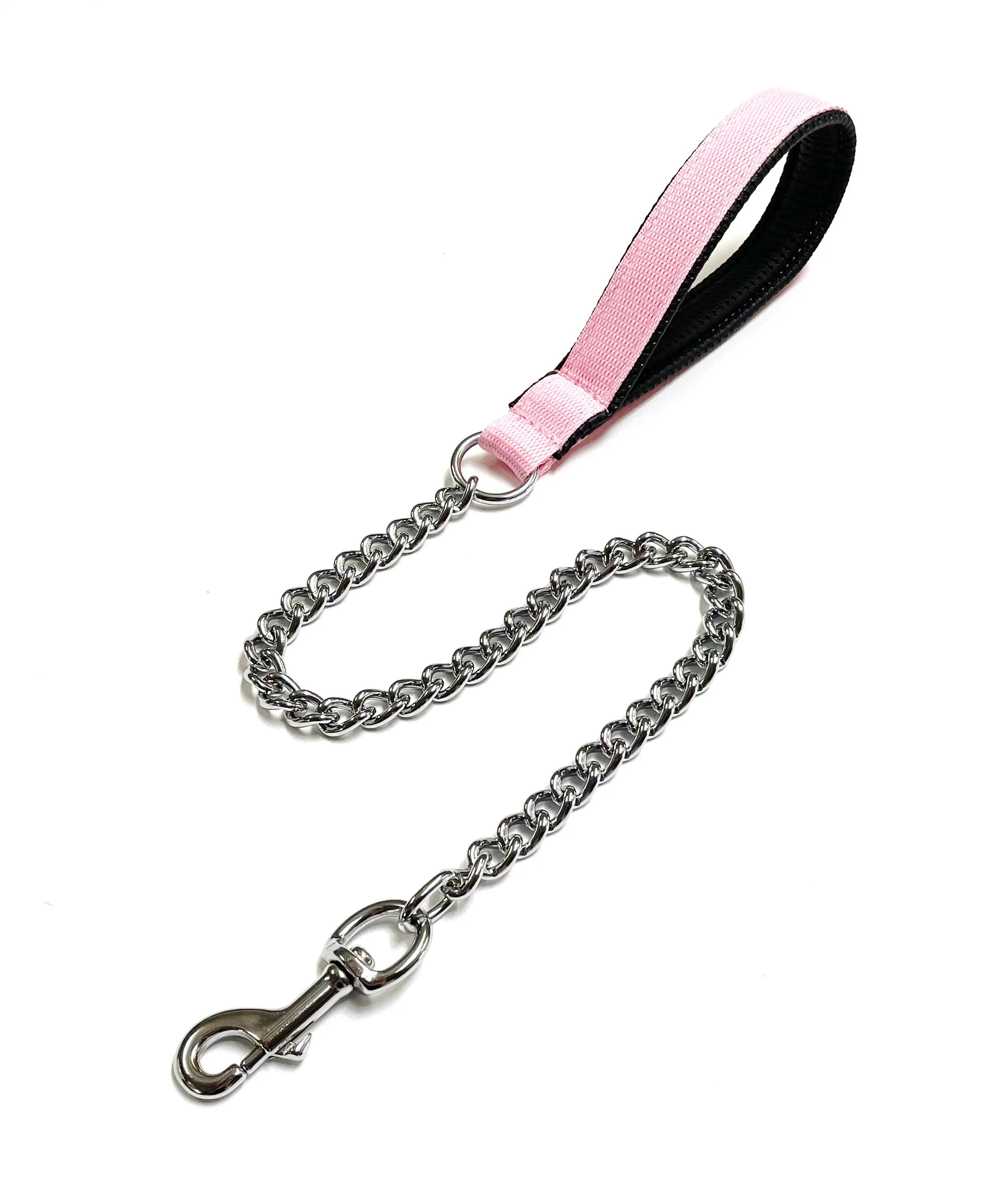 Metal Chain Dog Lead Padded Handle 32" Long 80cm Heavy Duty Short Walking Lead