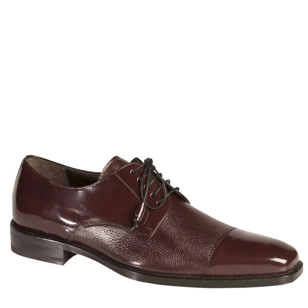 Mezlan Soka Calfskin & Deerskin Cap Toe Shoes - Burgundy