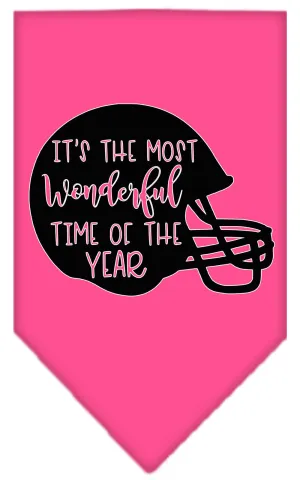 Most Wonderful Time Of The Year (football) Screen Print Bandana Bright Pink Large