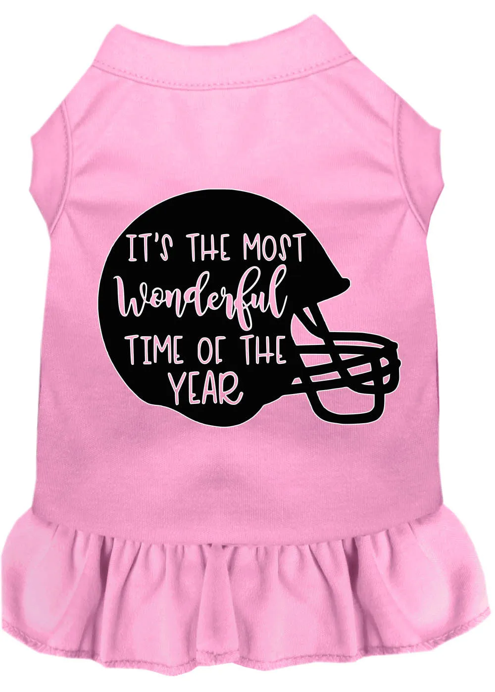 Most Wonderful Time Of The Year (football) Screen Print Dog Dress Light Pink Med