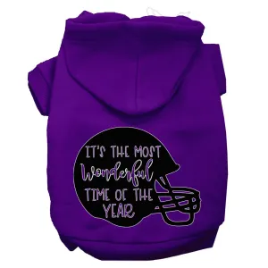 Most Wonderful Time Of The Year (football) Screen Print Dog Hoodie Purple Xs