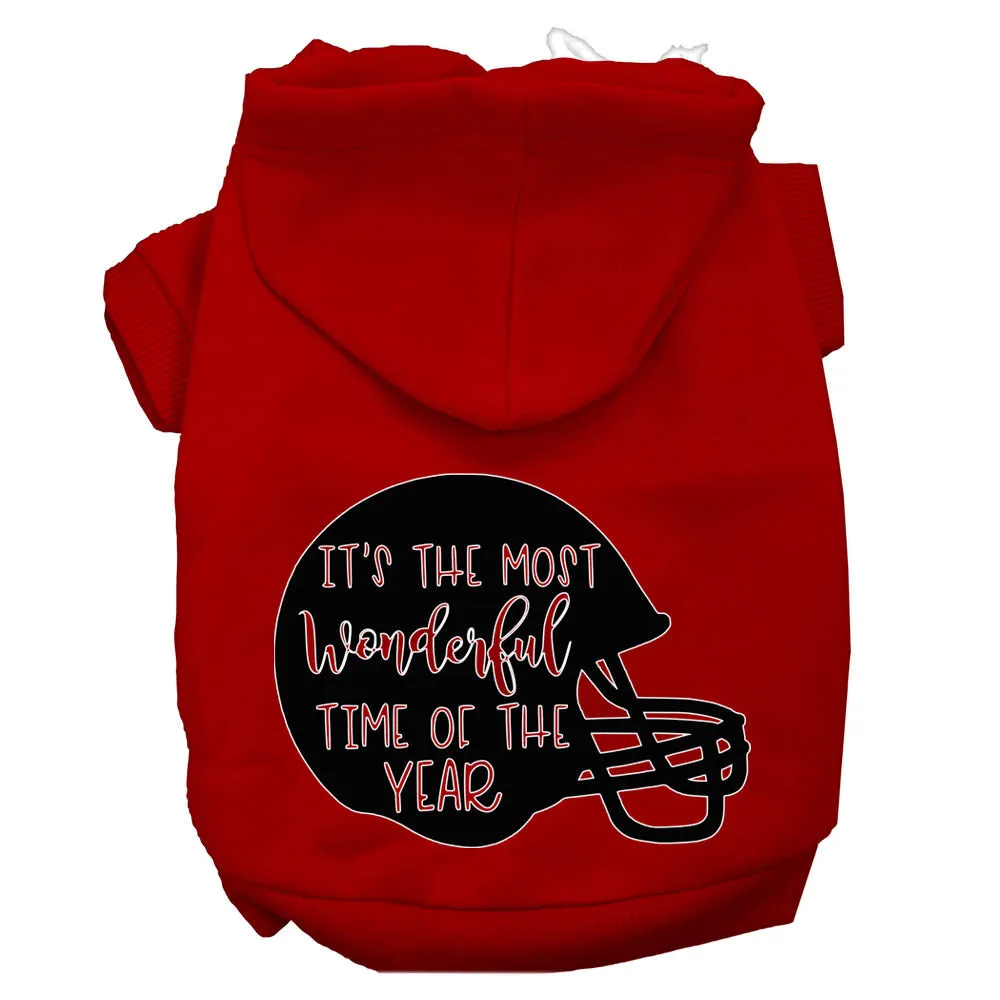 Most Wonderful Time Of The Year (football) Screen Print Dog Hoodie Red Xl