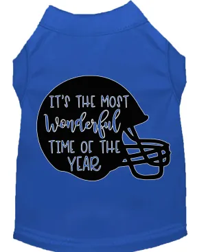 Most Wonderful Time Of The Year (football) Screen Print Dog Shirt Blue Lg