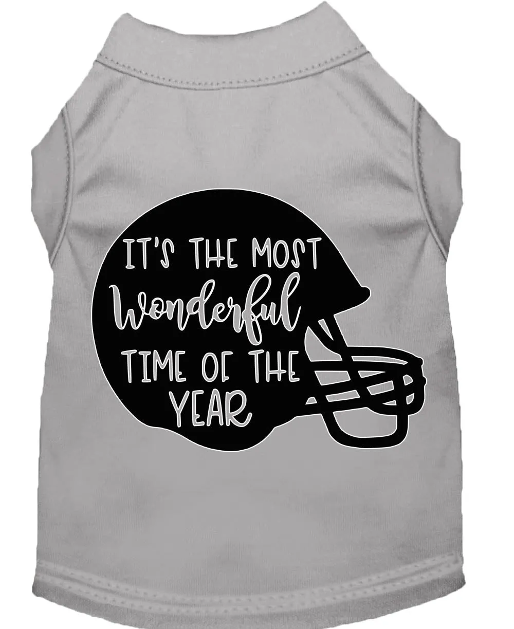 Most Wonderful Time Of The Year (football) Screen Print Dog Shirt Grey Lg