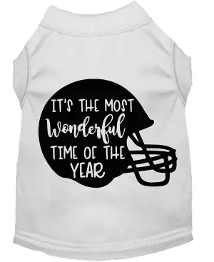 Most Wonderful Time Of The Year (football) Screen Print Dog Shirt White Lg