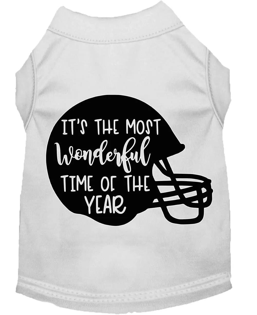 Most Wonderful Time Of The Year (football) Screen Print Dog Shirt White Med