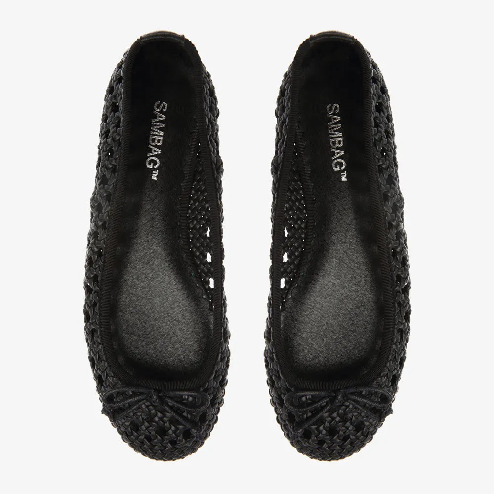 Natalie Black Woven ballet flat