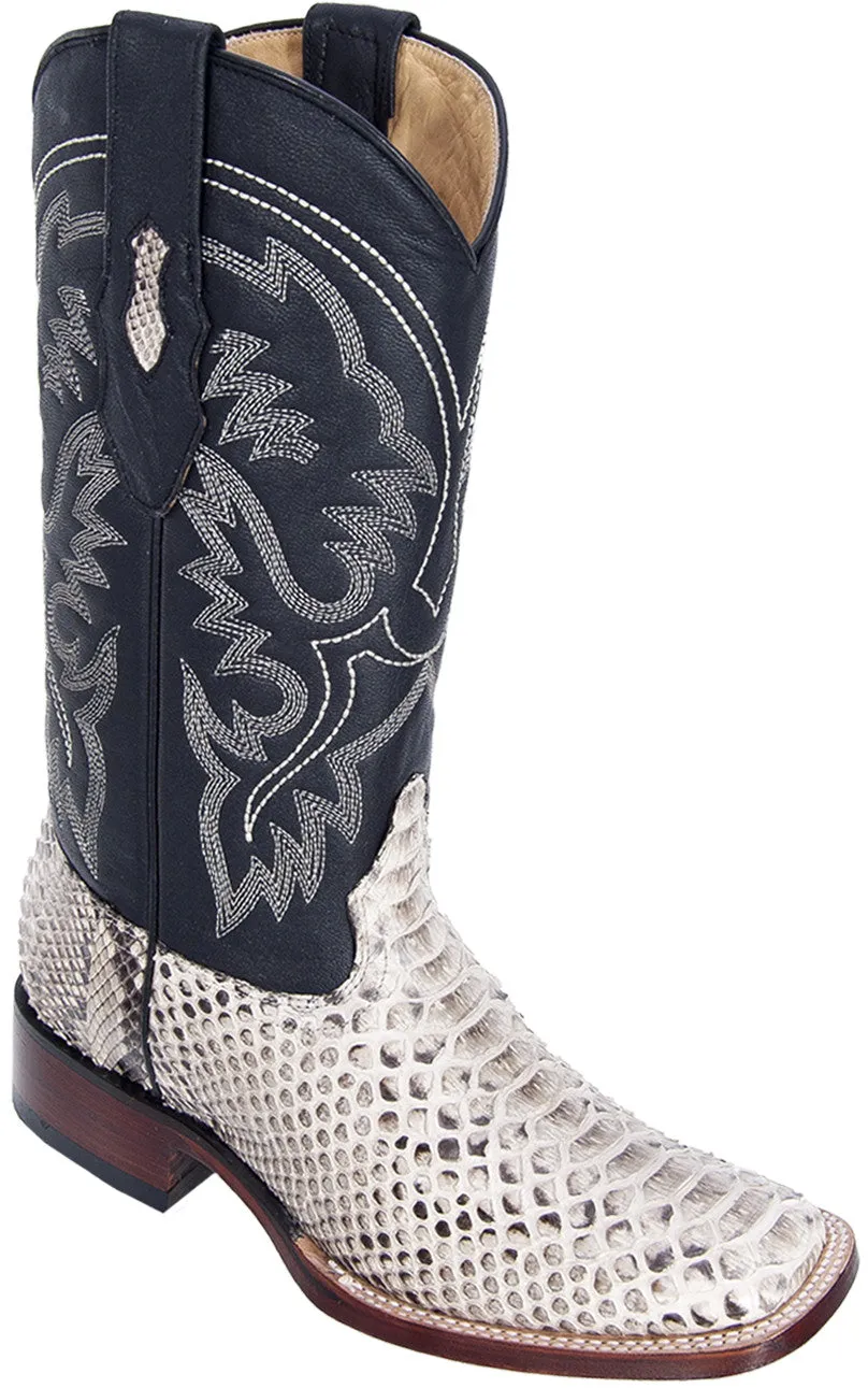 Natural Python Wide Square Toe Boot