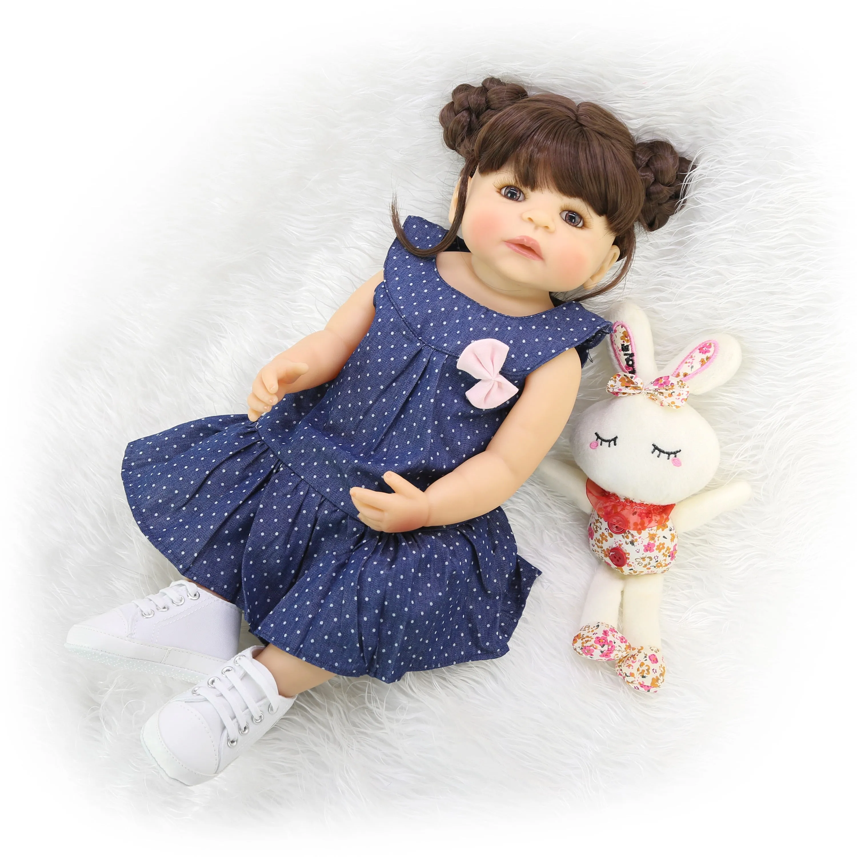 New 55cm All Silicone Body Reborn Girl Lifelike Baby Doll DIY Hair Newborn Princess Toddler Toy Bonecas Waterproof Birthday Gift