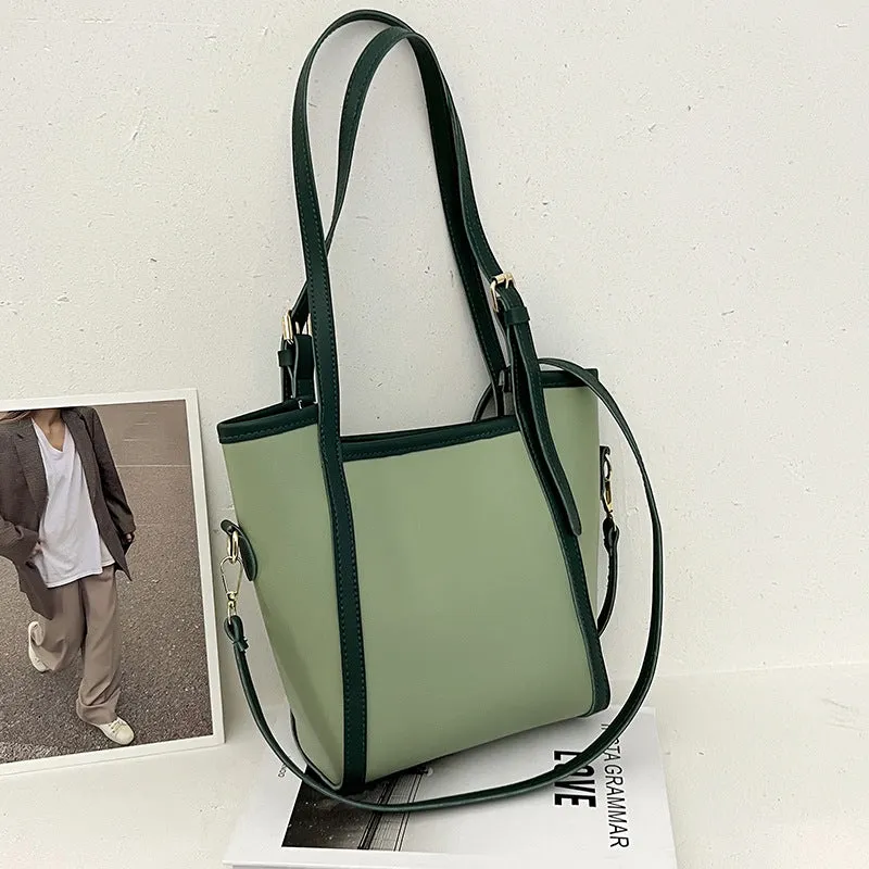 New Green Tote Bag Women's Large Capacity Bucket Bag High-End Women's Shoulder Bag Fashion Messenger Bag