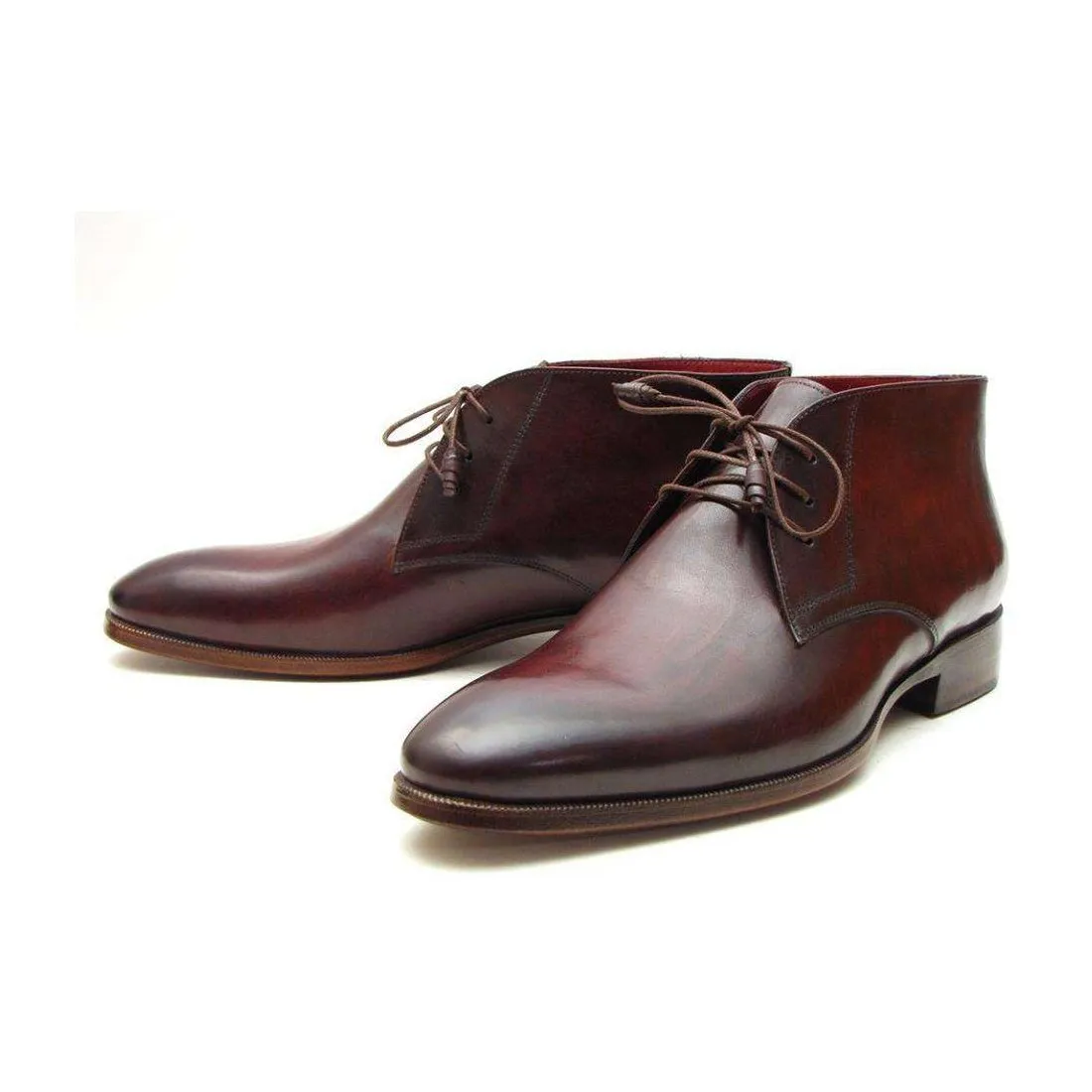 Paul Parkman Handmade Designer Shoes Men's Handmade Designer Shoes Chukka Brown Burgundy Boots (PM5234)