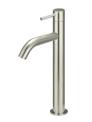 Piccola Tall Basin Mixer Tap with 130mm Spout - PVD Brushed Nickel