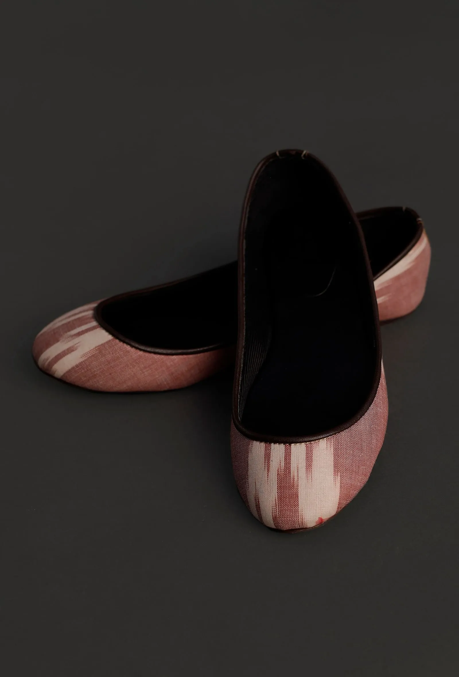 Pink and White Ikat Cruelty Free Leather Flat Ballerinas