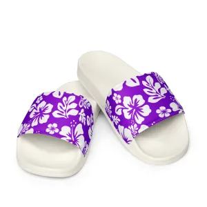 Purple and White Hawaiian Flowers Men’s Slides Sandals