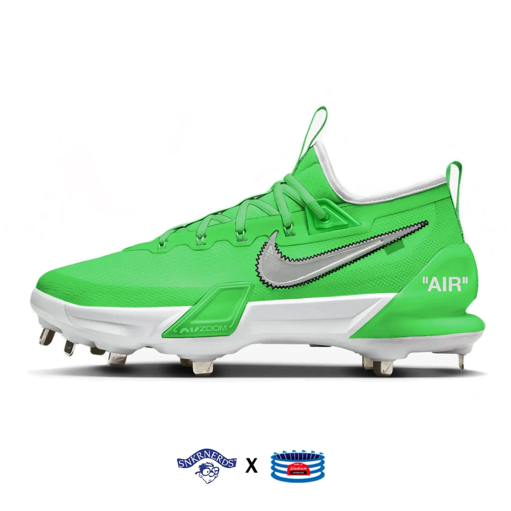 "Green Force OW" Nike Force Zoom Trout 9 Elite Cleats by Stadium Custom Kicks