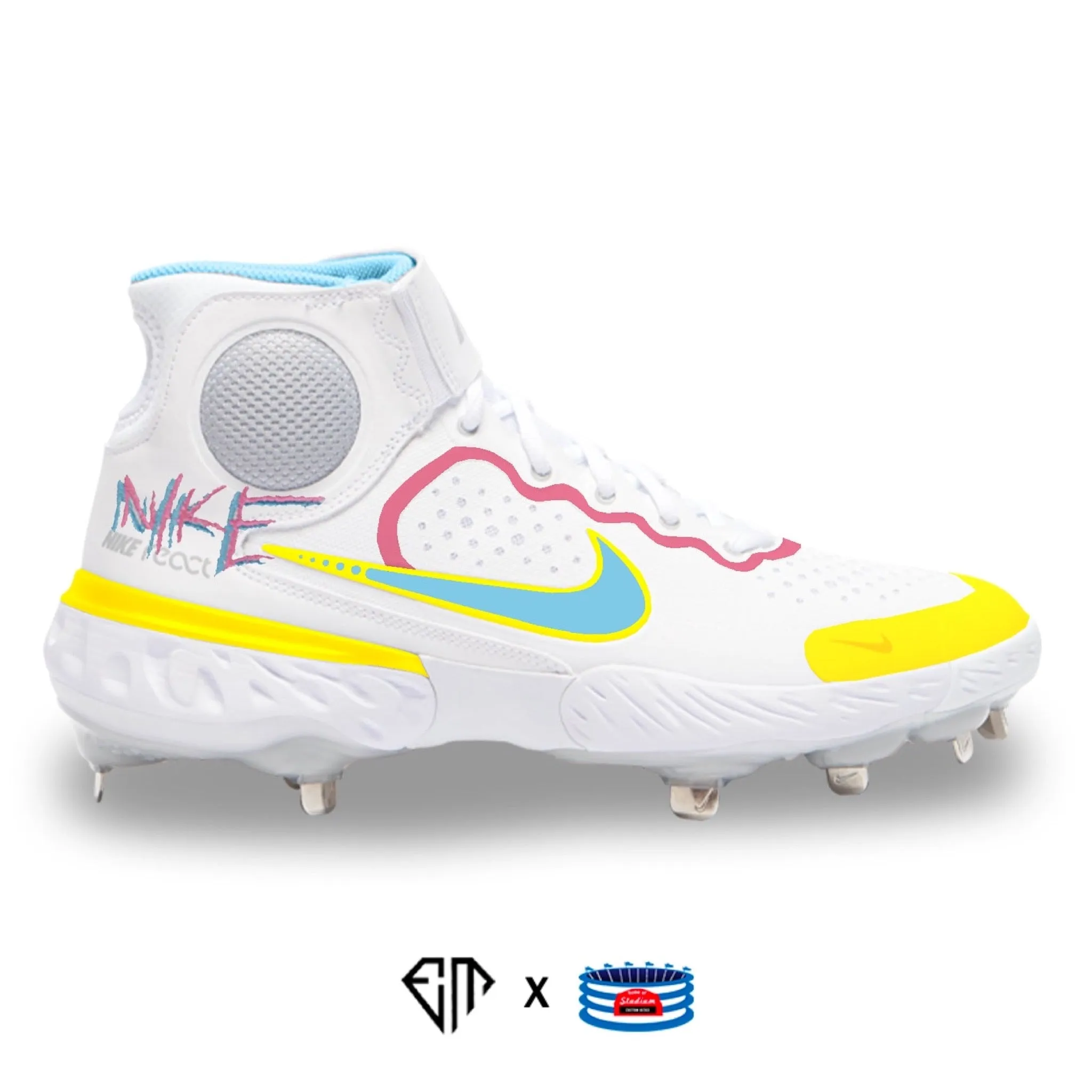 "Neon Graffiti" Nike Alpha Huarache Elite 3 Cleats by Stadium Custom Kicks