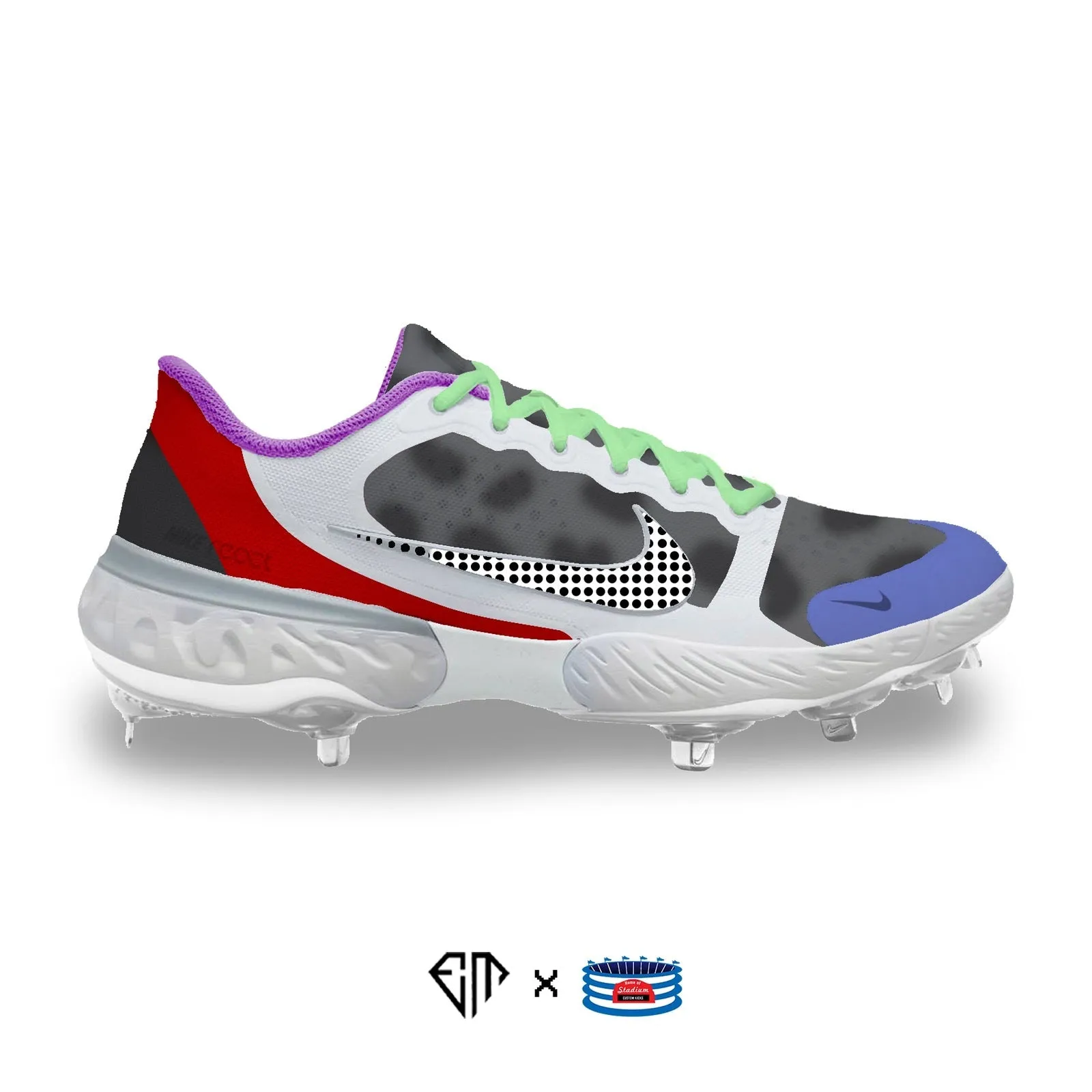 "PJ" Nike Alpha Huarache Elite 3 Low Cleats by Stadium Custom Kicks