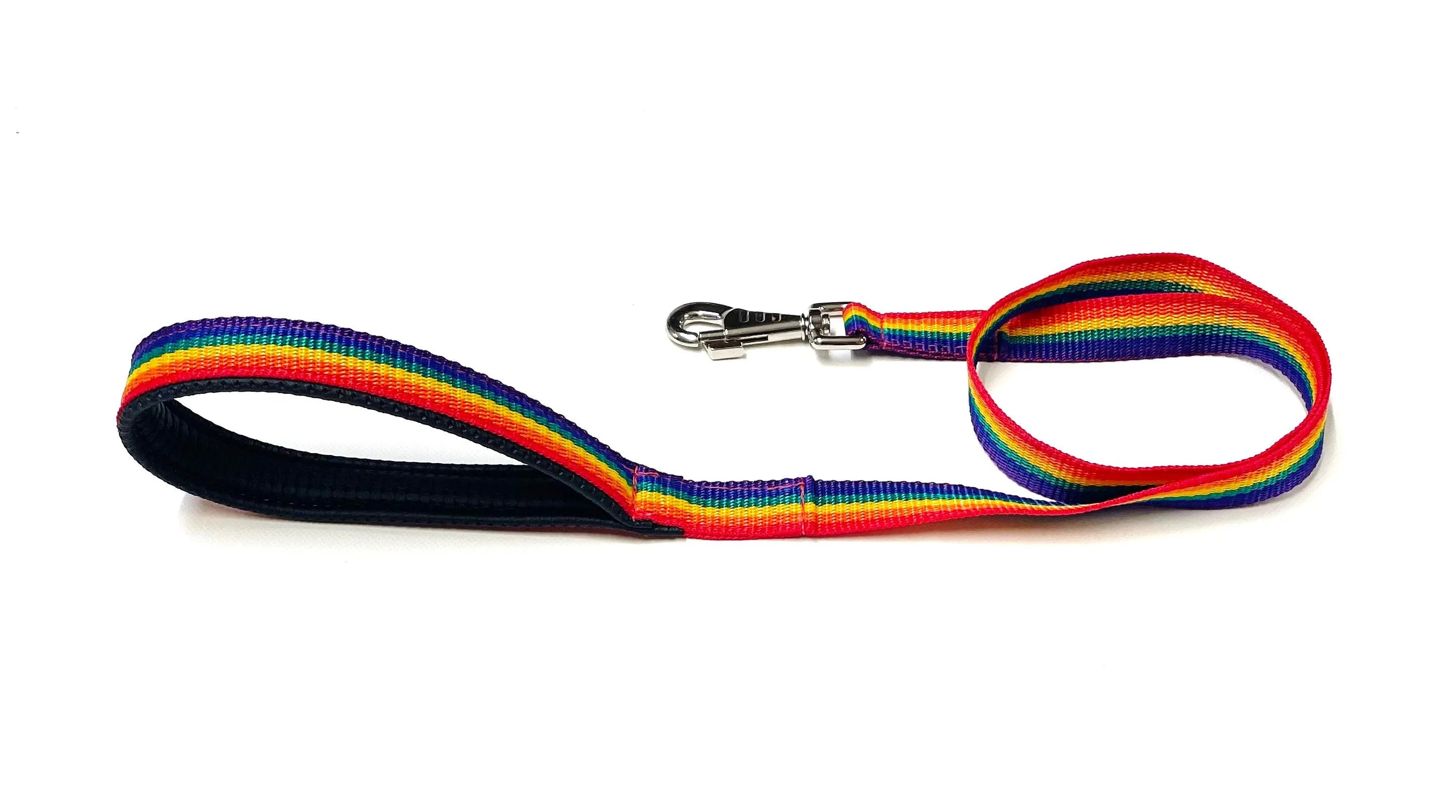 Rainbow Short Dog Leads Close Control Padded Handle