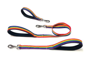 Rainbow Short Dog Leads Close Control Padded Handle