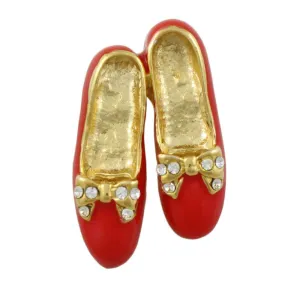 Red Pair of Tap Shoes Brooch Pin with Crystal Bow  - RFP250B