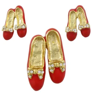 Red Tap Shoes Brooch Pin and Earring Gift Set - RFP250BS