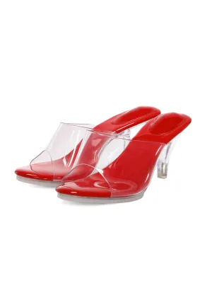 Retro Red Transparent Instep Heeled Sandals