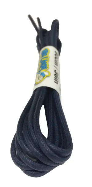 Round Waxed Navy Blue Cotton Shoe Boot Laces - 2mm wide