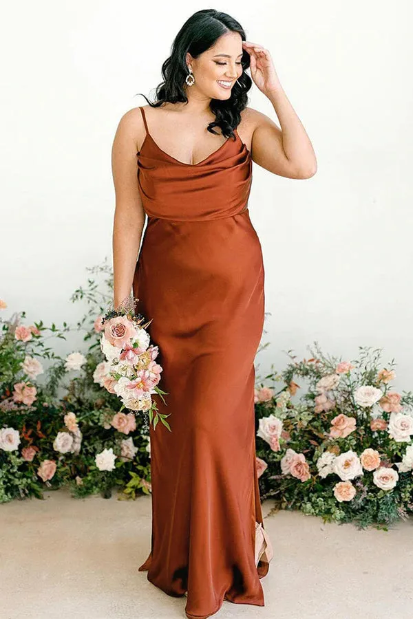 Sexy Burgundy Spaghetti Straps Sleeveless Bridesmaid Dress BD109