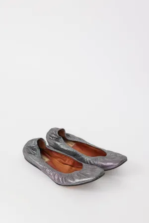 Silver Sparkle Leather Ballet Flat