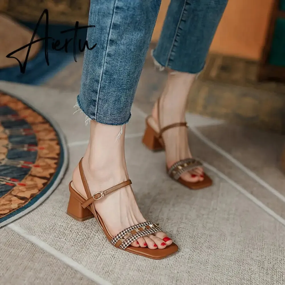 Summer Women Shoes Transparent PVC Chunky Heel Sandals High Heel Shoes for Women Concise Women Heels