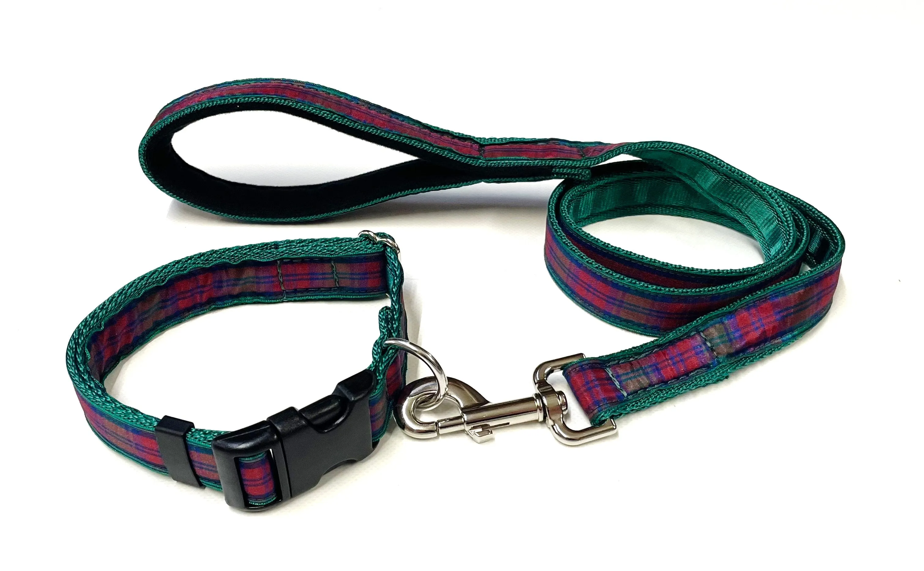 Tartan Dog Lead 1.1 Metre Long Padded Handle Dog Lead 25mm Wide