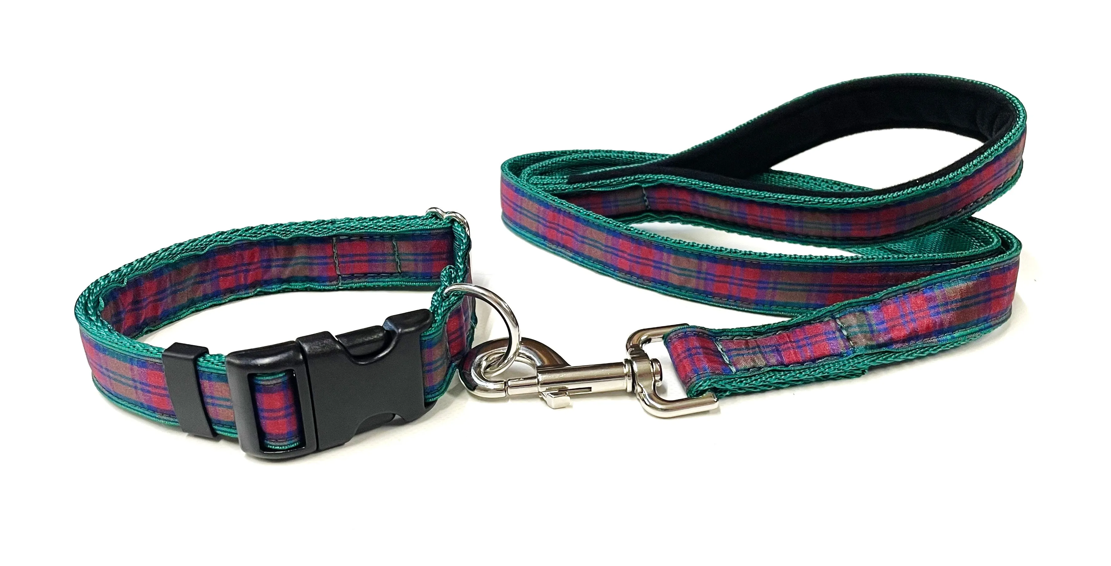 Tartan Dog Lead 1.1 Metre Long Padded Handle Dog Lead 25mm Wide