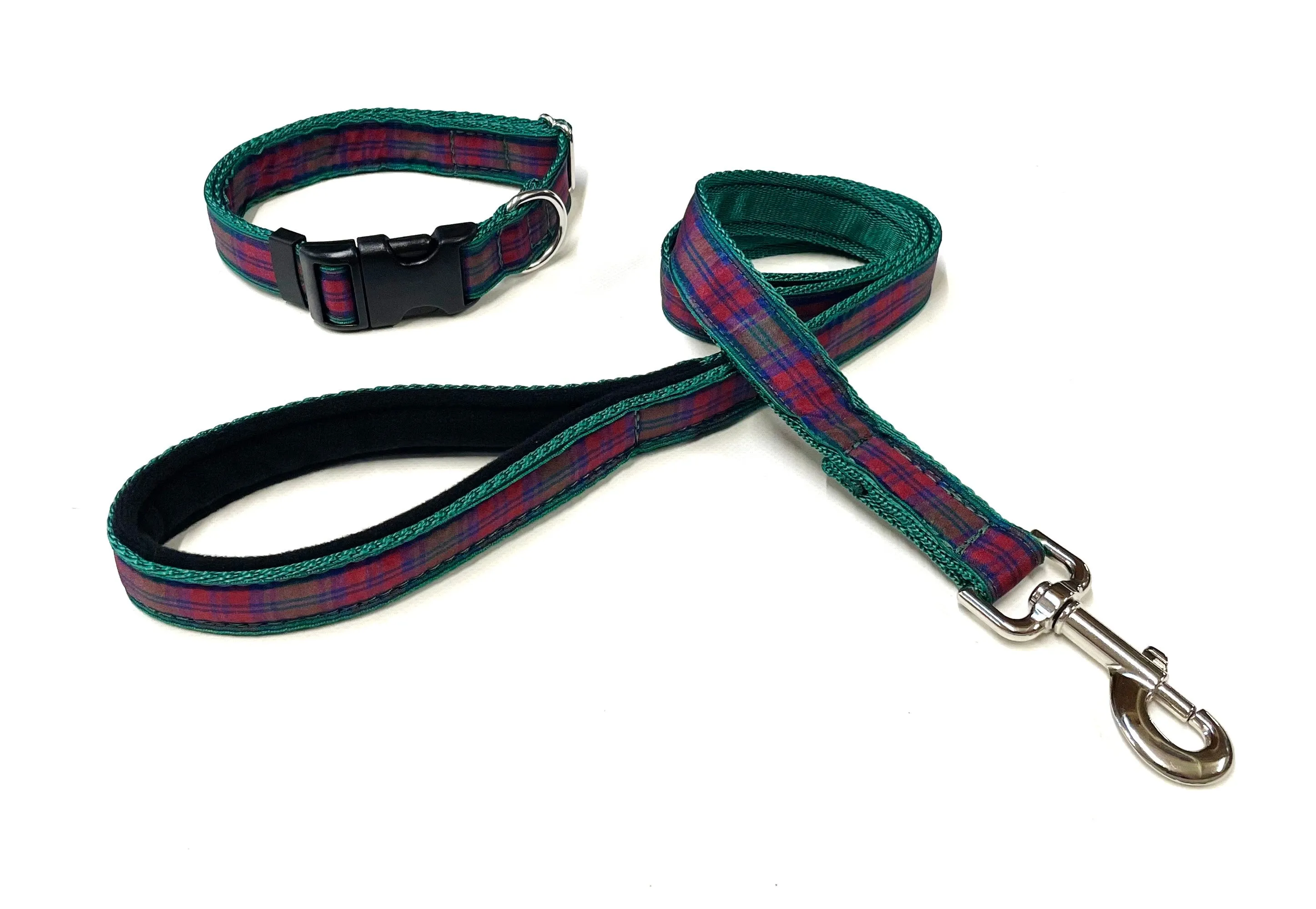 Tartan Dog Lead 1.1 Metre Long Padded Handle Dog Lead 25mm Wide