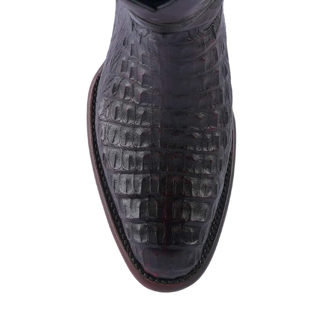 Texas Country Exotic Boot Lomo Caiman Black Cherry Round Toe LM220