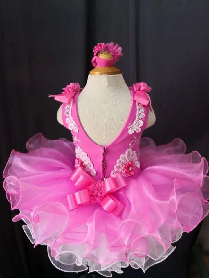 Toddler/Baby Girl/Infant/Little Princess Natural Pageant Dress With Hair Bow