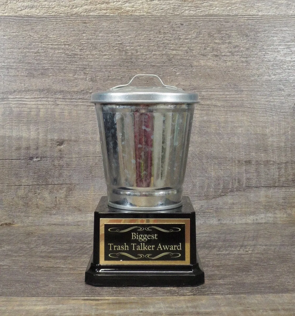 Trash Talker Trophy Award Galvanized Garbage Can Take Out The Trash Fantasy Football Loser Last Place FFL Sacko Trophy Funny Gag Gift