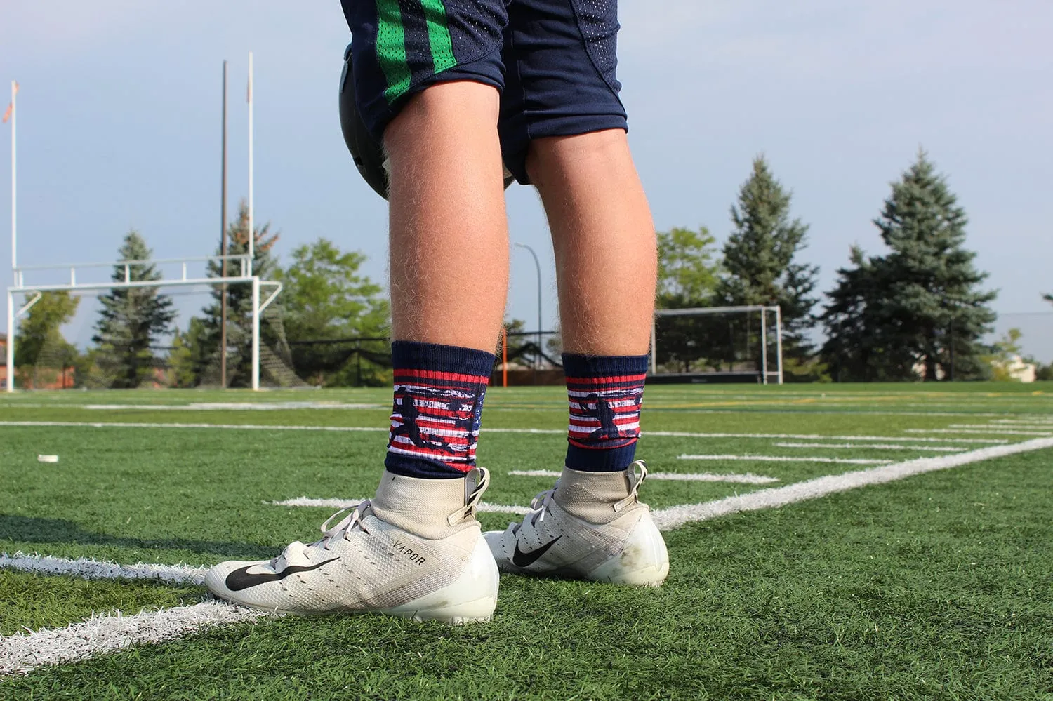 USA Football Socks with American Flag and Player Crew length