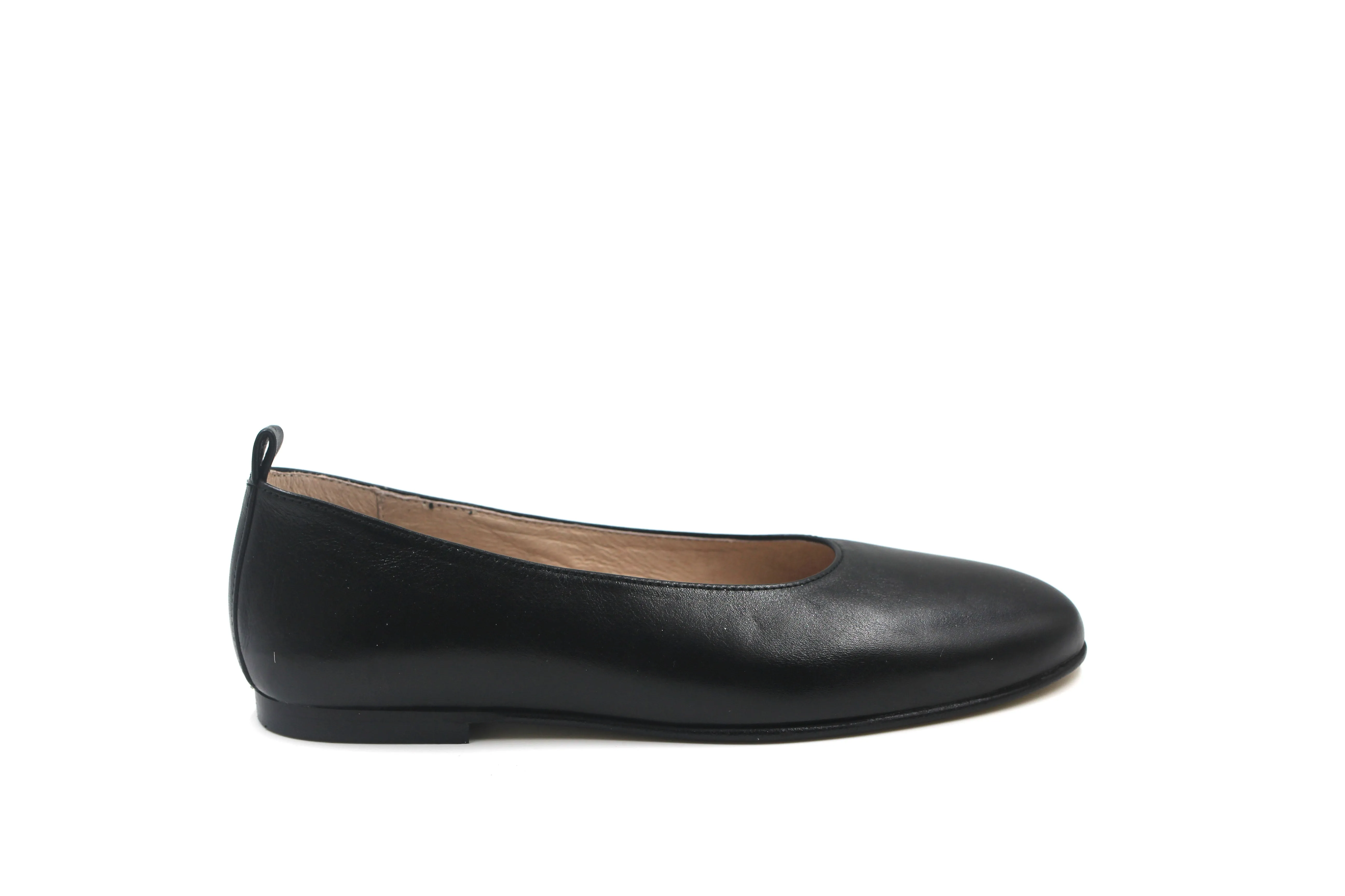 Valencia Black Leather Flat