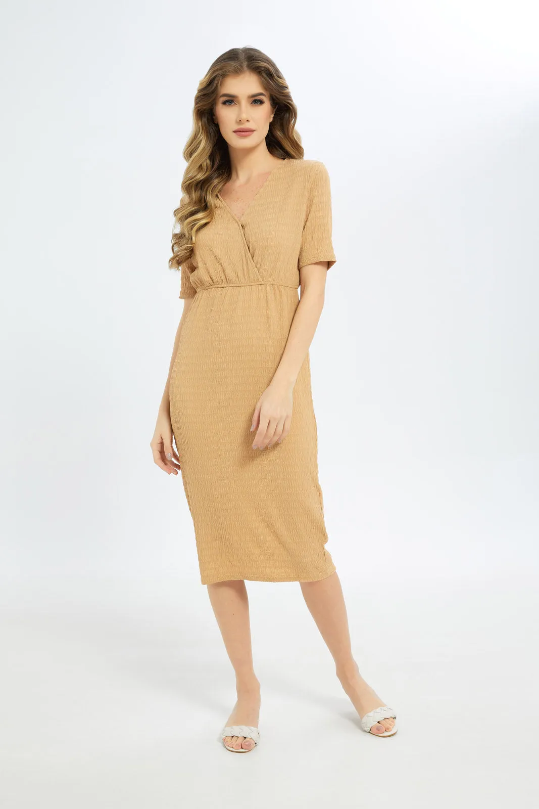 Women Beige Straight Dress